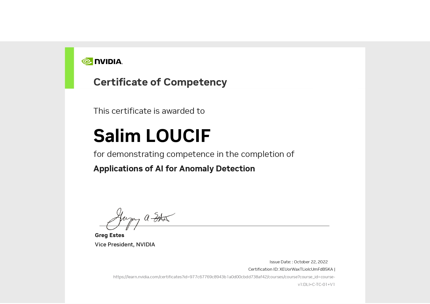 Applications of AI for Anomaly Detection Certificate